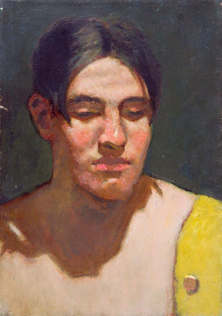 Retrato de un joven con chaleco verde, óleo sobre lienzo de Denman Waldo Ross
