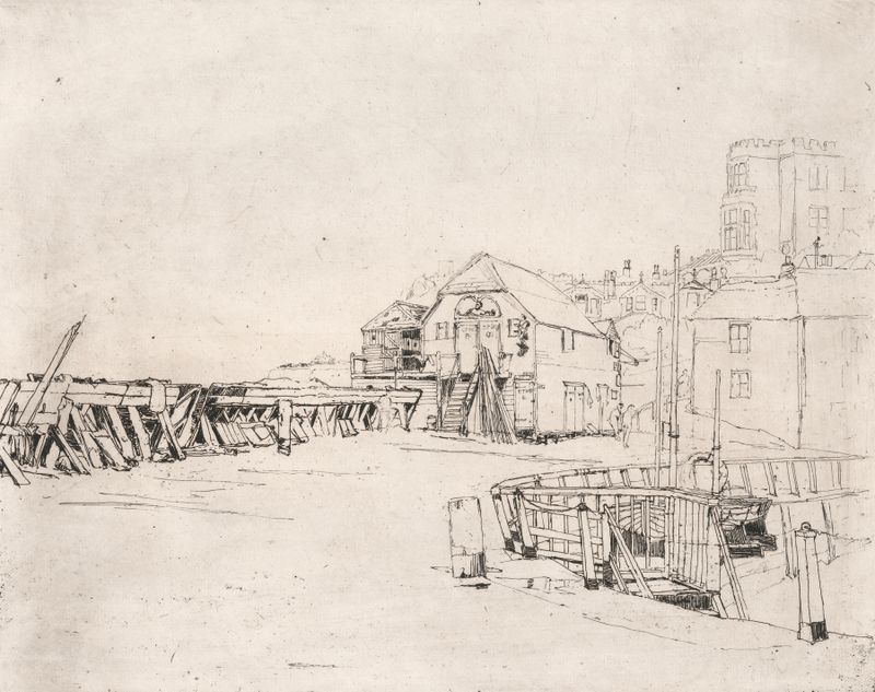 La Balsa ‘Lusitania’ en Broadstairs Pier, grabado de Sir Frank Short