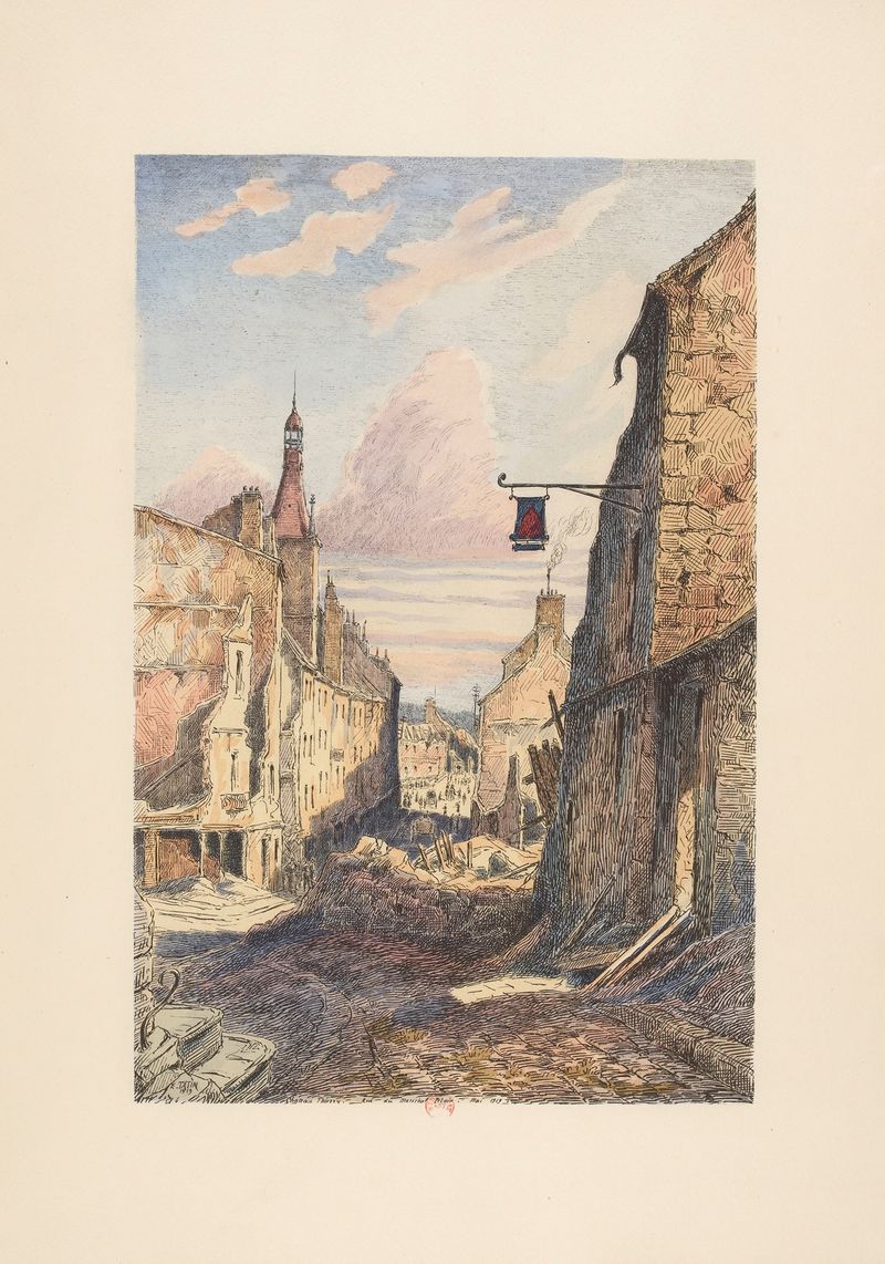 Obra de Post-Impresionismo de E. Tatin que representa una escena de calle tranquila