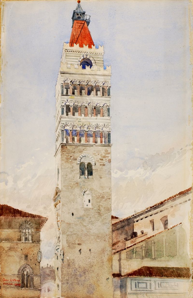Cathedral Tower in Pistoia, Italy by Cass Gilbert, Gothic architecture
