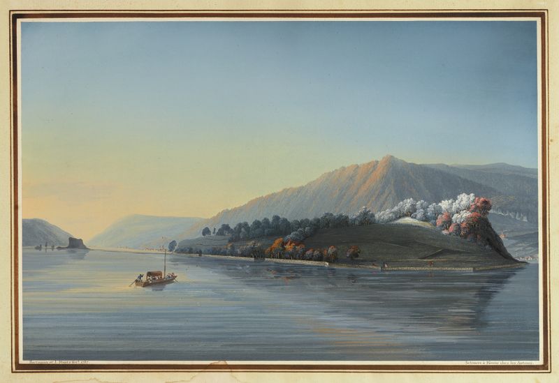 Vue de l’Isle de St. Pierre sur le Lac de Bienne, oil on canvas by Johann Joseph Hartmann