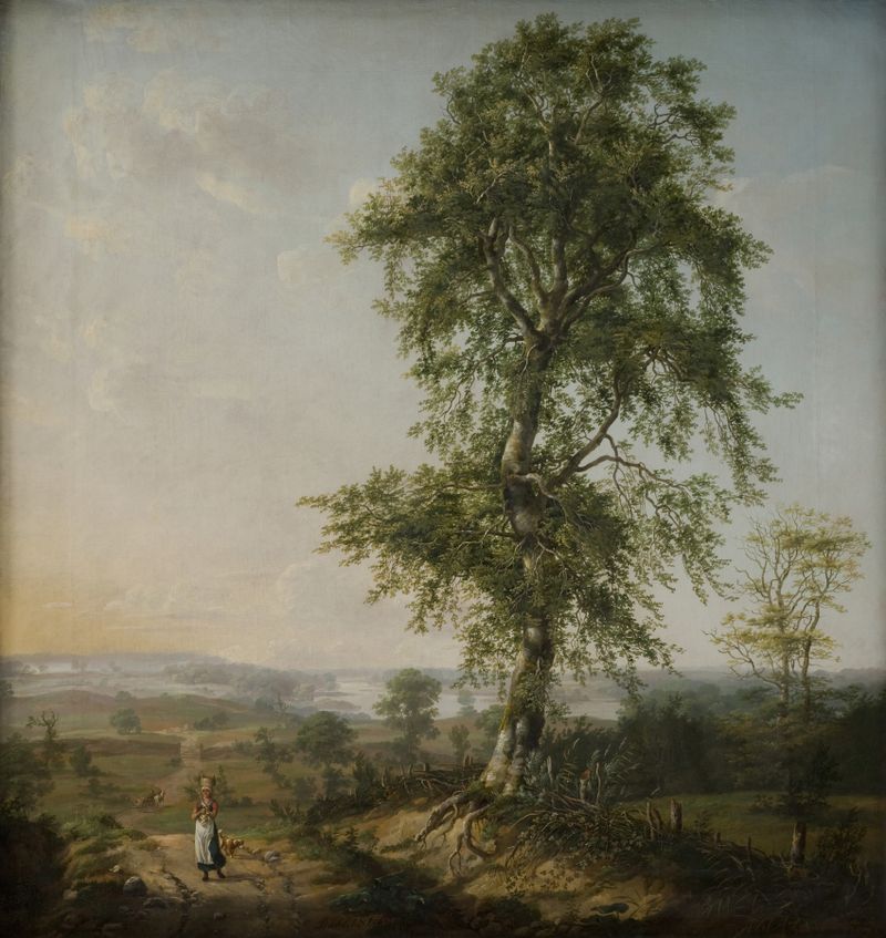 Paisaje con un gran árbol, óleo sobre lienzo de Johan Christian Dahl