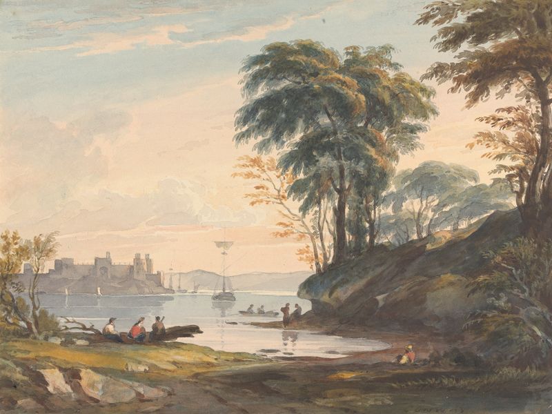 Paisaje con el castillo de Conway de Thomas Sully, pintura al óleo