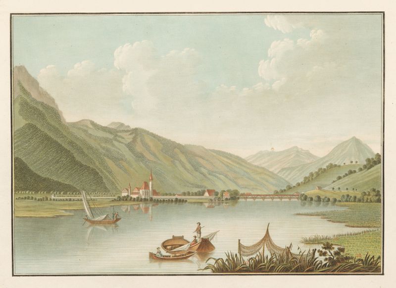 Vue de Interlaken sur le Lac de Brienz, oil on canvas by Caspar Wolf