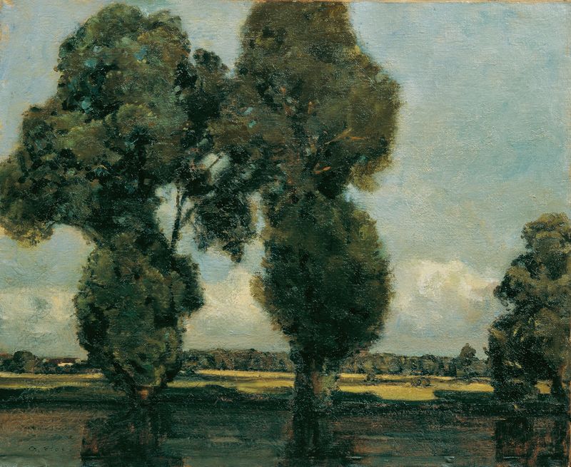 Silberpappeln by Adolf Hölzel, oil on canvas depicting vibrant poplar trees and light