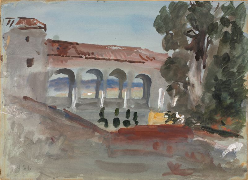 Landscape with foliage in watercolor by Hercules Brabazon Brabazon