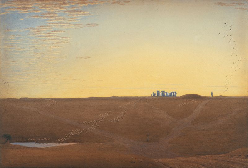 Twilight landscape with ancient stones by William Turner of Oxford, oil painting