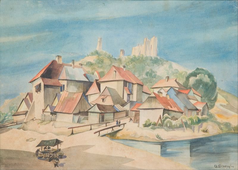 Widok Kazimierza nad Wisłą, oil on canvas by Władysław Skoczylas