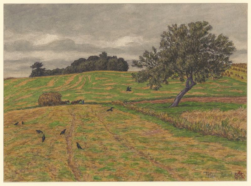 Litografia de paisagem serena de Henri Rivière com um rio tranquilo