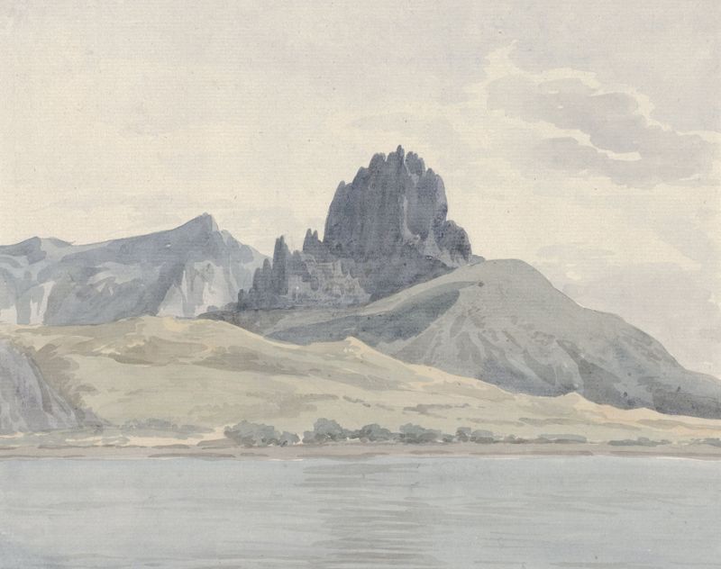 Escena marina que muestra la costa y los acantilados, óleo de Abraham-Louis-Rodolphe Ducros