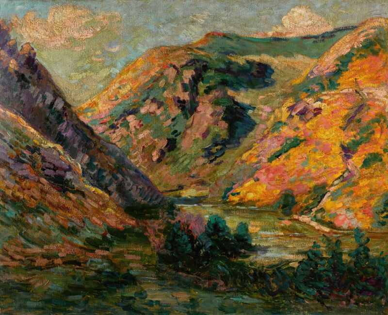 Paisagem de Les Carolles, Vallée de la Lude de Armand Guillaumin, pintura a óleo