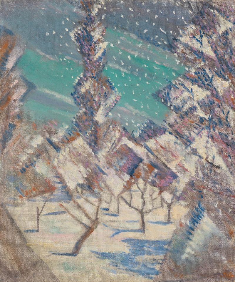 Expressionism landscape depicting winter by Christopher R. W. Nevinson