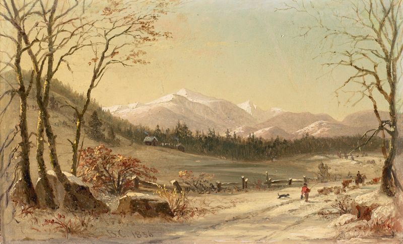 Winter landscape with snow-covered mountains by Benjamin Champney, oil painting
