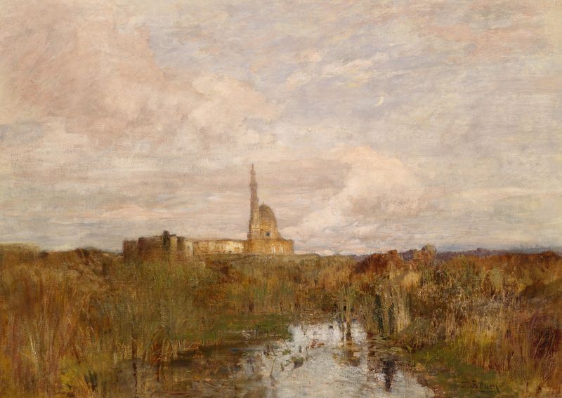 Architecture of Ägyptischer Palast by Tina Blau, oil on canvas