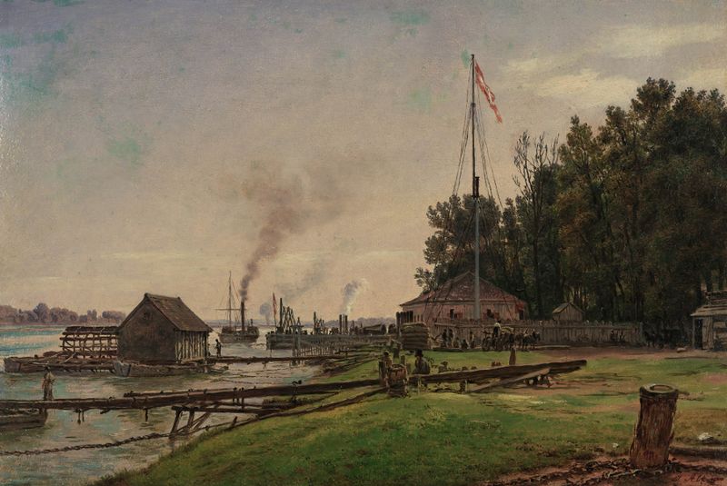 Paisaje con río y montañas, óleo sobre lienzo de Jakob Alt