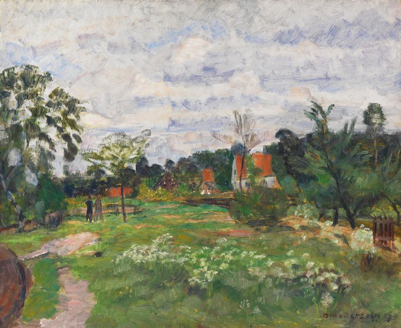 Sommerlandschaft in Quelkhorn de Otto Modersohn, impressionismo, paisagem