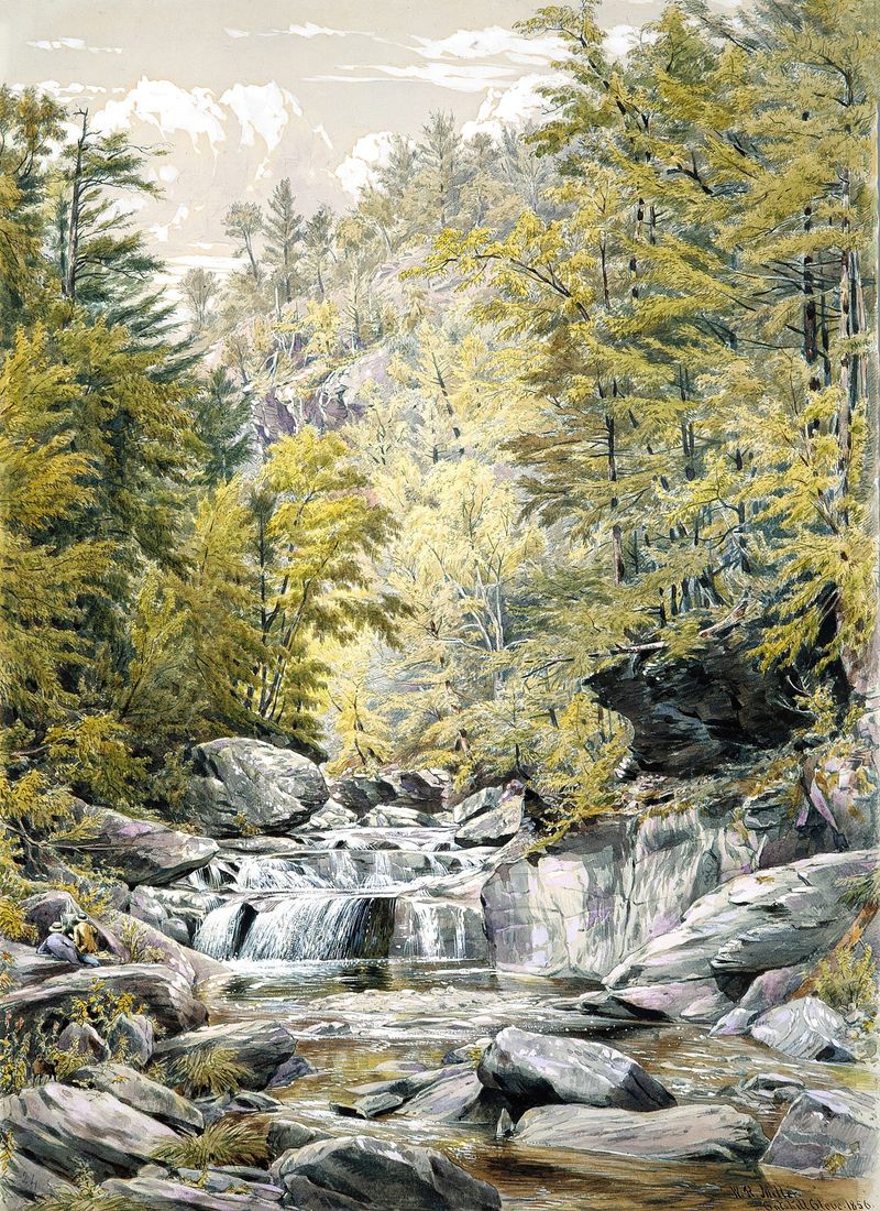 Landscape with a waterfall and valley, oil on canvas by William Rickarby Miller