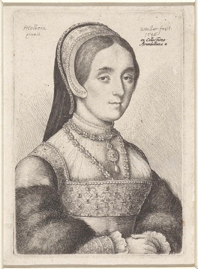 Grabado de Wenceslaus Hollar de una mujer con un gorro francés