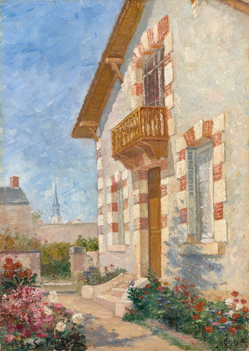 Maison de M.B. à Seur by Albert Dubois-Pillet, oil painting depicting a house in dappled sunlight