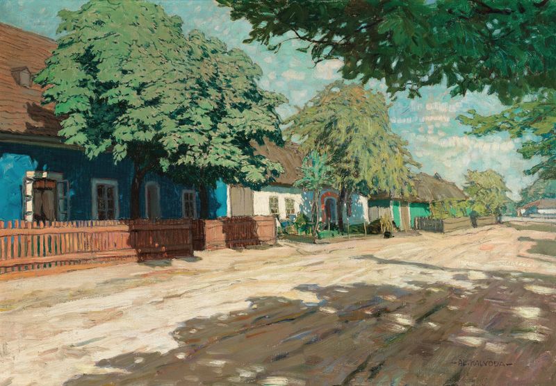 A Village Road in Southern Morava by Alois Kalvoda, impressionism, depicting a winding village road.