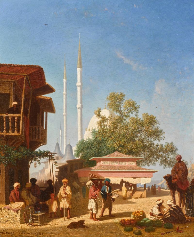 La Mezquita Nusretiye, óleo sobre lienzo de Charles Théodore Frère