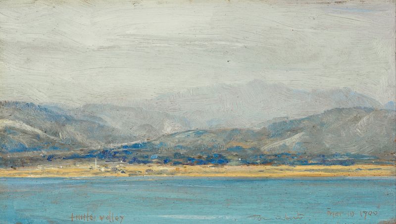 Hutt Valley de Tom Roberts, óleo sobre tela, retratando colinas e luz na natureza.