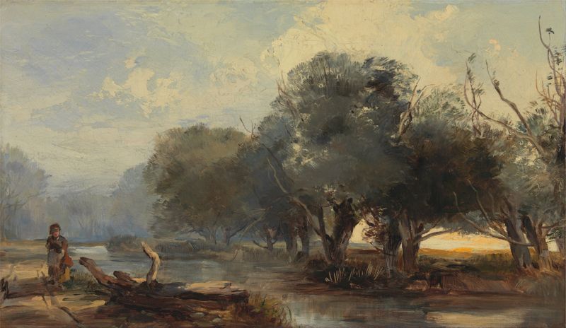 Landscape of water and sky by Henry Bright, oil painting