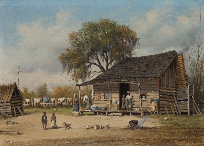 South Georgia Shanty de William Aiken Walker, óleo sobre lienzo que muestra un shanty rural a la luz del sol.