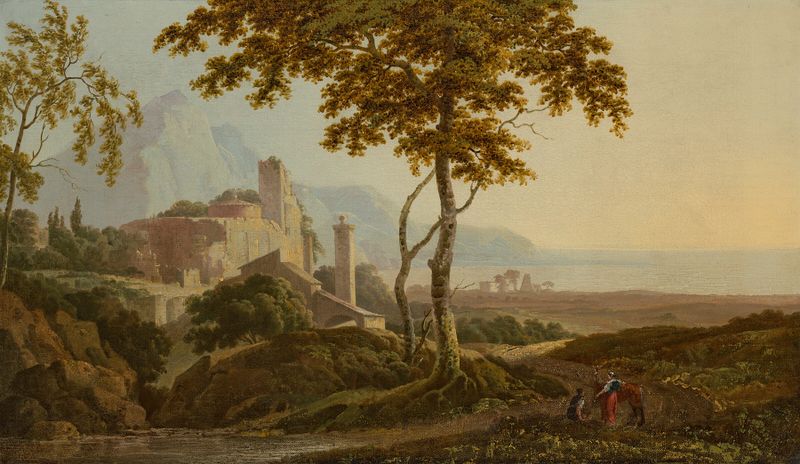 Coastal landscape at dawn, oil on canvas by Joseph Wright of Derby