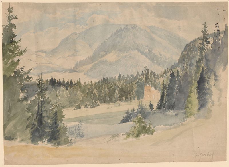 Paisagem de Sokołowsko de Adolf Dressler, óleo sobre tela