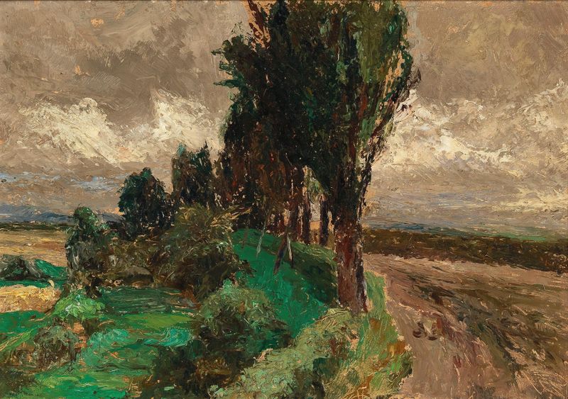 Avenue of Poplars, óleo sobre lienzo de Olga Wisinger-Florian