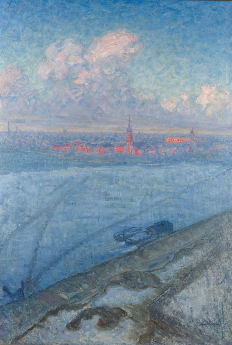 The City at Sunset, oil on canvas by Eugène Jansson, depicting a twilight city skyline.