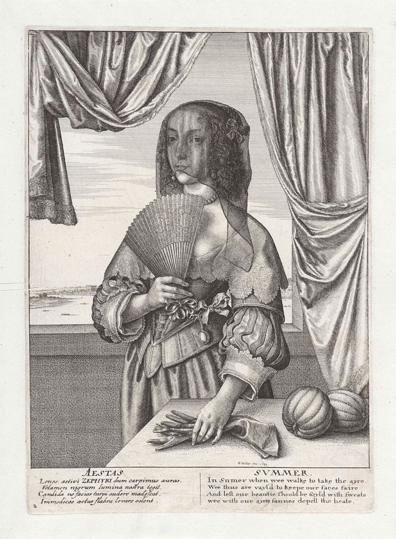 Gravura de Wenceslaus Hollar representando uma paisagem exuberante com campos e vegetação