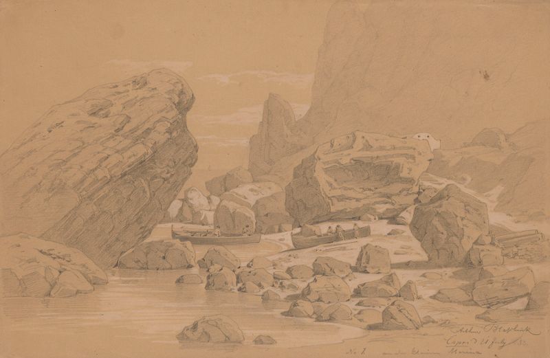 Playa rocosa en Capri, óleo sobre lienzo de Arthur Blaschnik