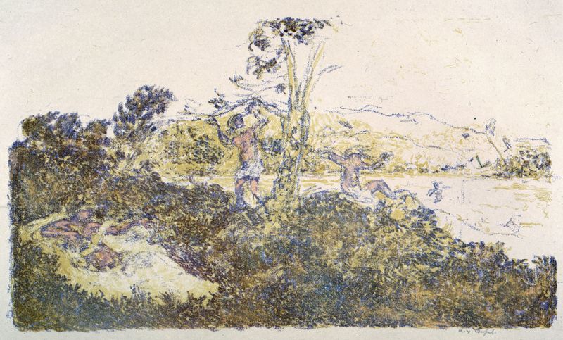 Genre scene of figures on a beach, oil painting by Ker-Xavier Roussel