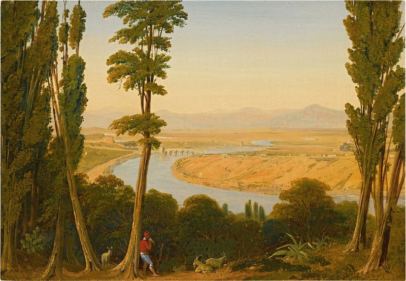 Landscape of the Tiber and Roman Campagna, oil on canvas by William Linton