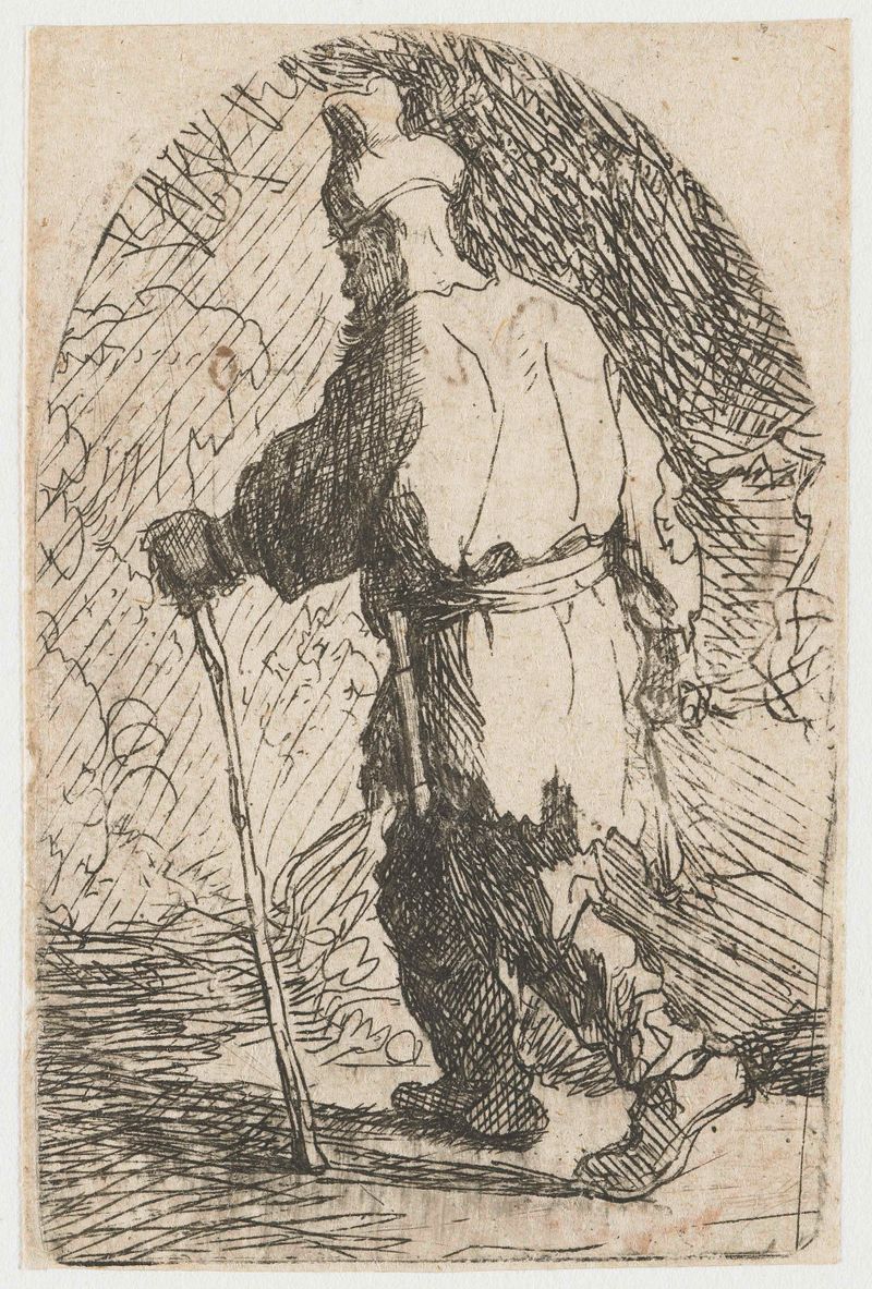 Gravura de Rembrandt van Rijn mostrando São José em reflexão.