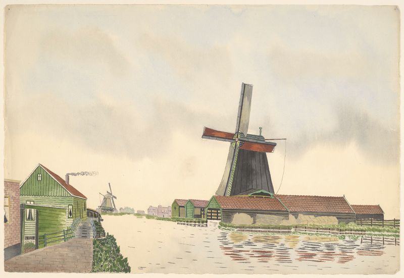 Paisaje con molinos de viento de Johannes Nicolaas Eijman, medio desconocido