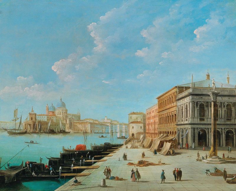 The Molo, looking towards the Zecca, oil on canvas by Giuseppe Bernardino Bison