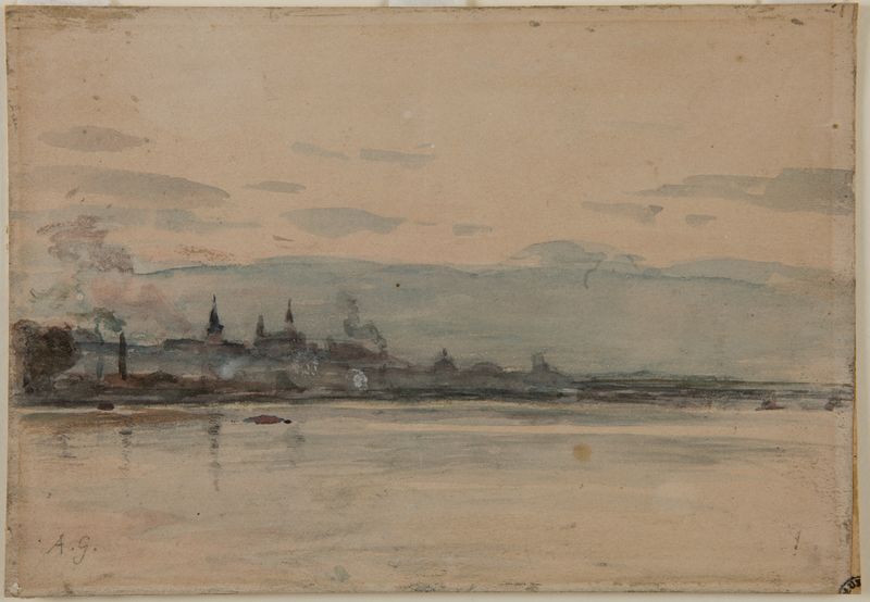 The Vistula near Warsaw, oil on canvas by Aleksander Gierymski, depicting a tranquil river at sunset.