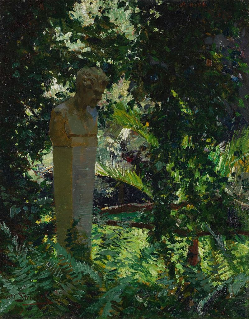 Bronze sculpture of a faun by Otto Strützel