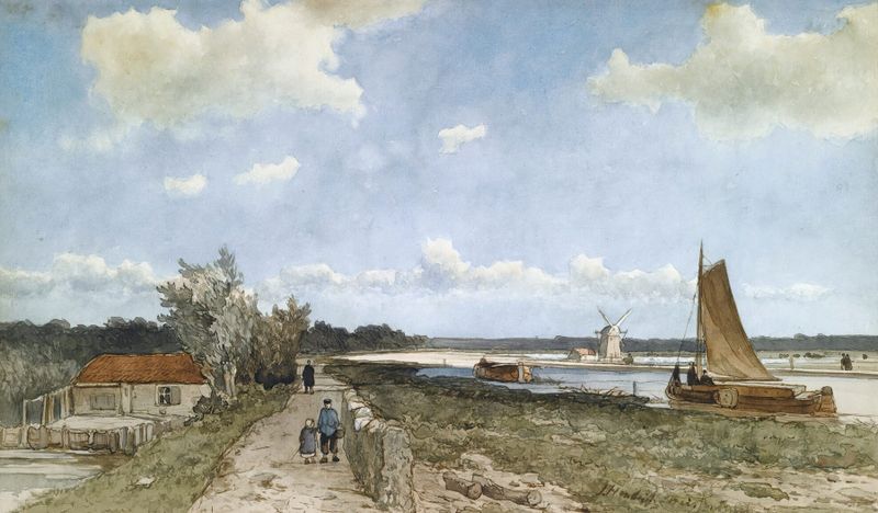 Landscape of Along The Trekvliet Near The Geestbrug, oil painting by Johan Hendrik Weissenbruch
