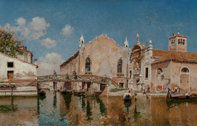 Realism oil painting by Federico del Campo depicting Santa Maria Valverde and the Scuola Vecchia della Misericordia