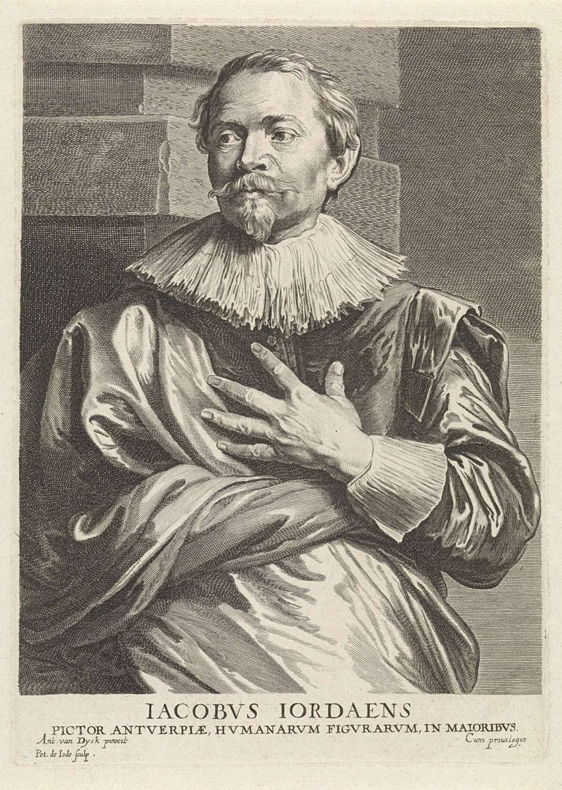 Engraving of Jacques Jordaens by Pieter de Jode (II), depicting a noble portrait