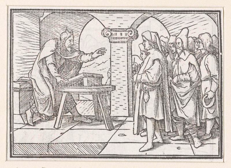 Moisés ensinando as leis aos israelitas, 1538, papel, Hans Holbein