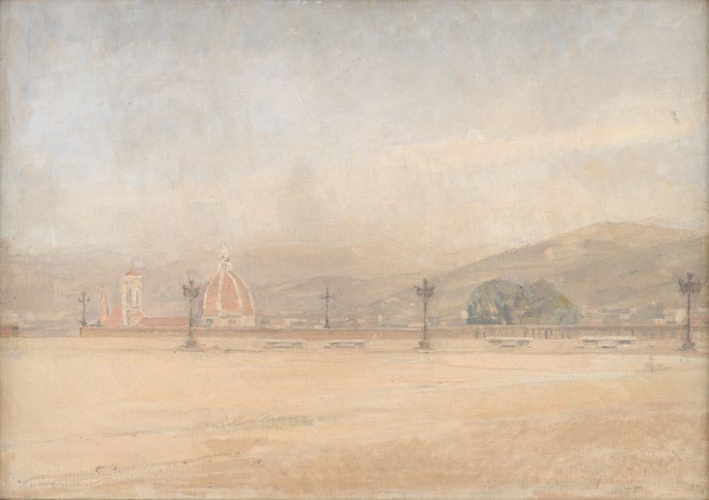 Piazzale Michelangelo cerca de Florencia, óleo sobre lienzo de Karl Schou