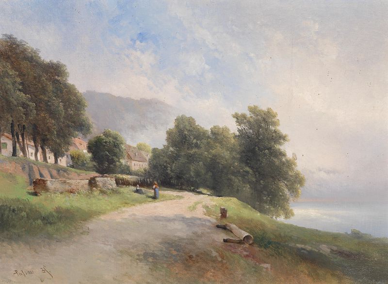 Landscape with trees and earth by Carl Franz Emanuel Haunold, oil on canvas