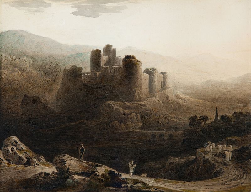 Paisaje nocturno con Chepstow Castle, óleo sobre lienzo de John Martin