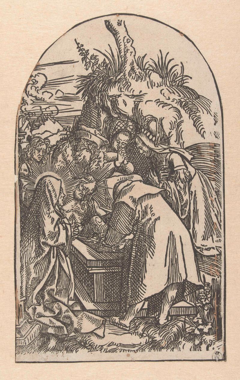 Religious scene with a mourner over a shrouded figure, paper by Jacob Cornelisz van Oostsanen