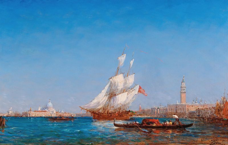 Cena marinha do Bacino di San Marco de Félix Ziem, pintura a óleo